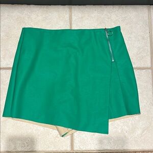 Leather Green Mini Skort - NEVER WORN BEFORE
